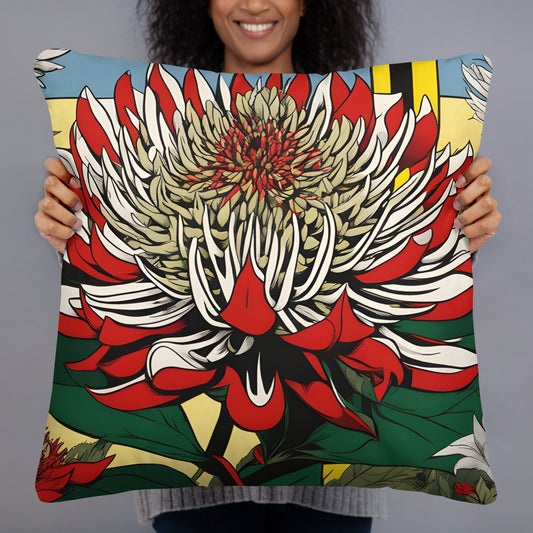 Australian Waratah Flower Pop Art Pillow