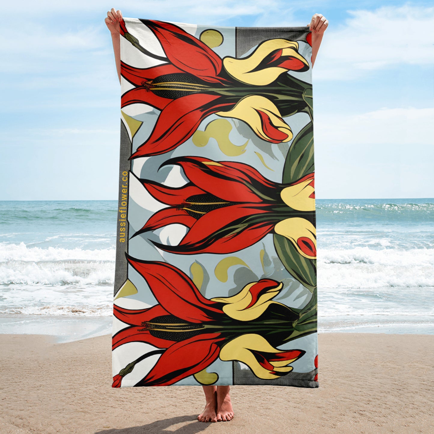 Australian Sturt's Desert Pea Flower Beach and Bath Towel
